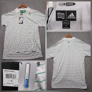 Adidas ClimaCool Golf Polo Shirt Men's XL White Green Stripe CoolMax‎ NWT